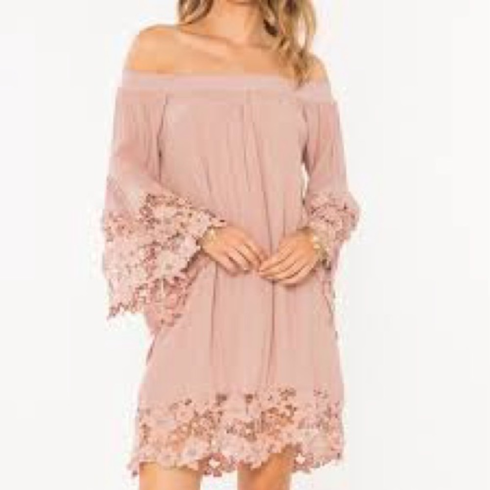 Muche et Muchette Jolie Off the Shoulder Double Lace Top in blush